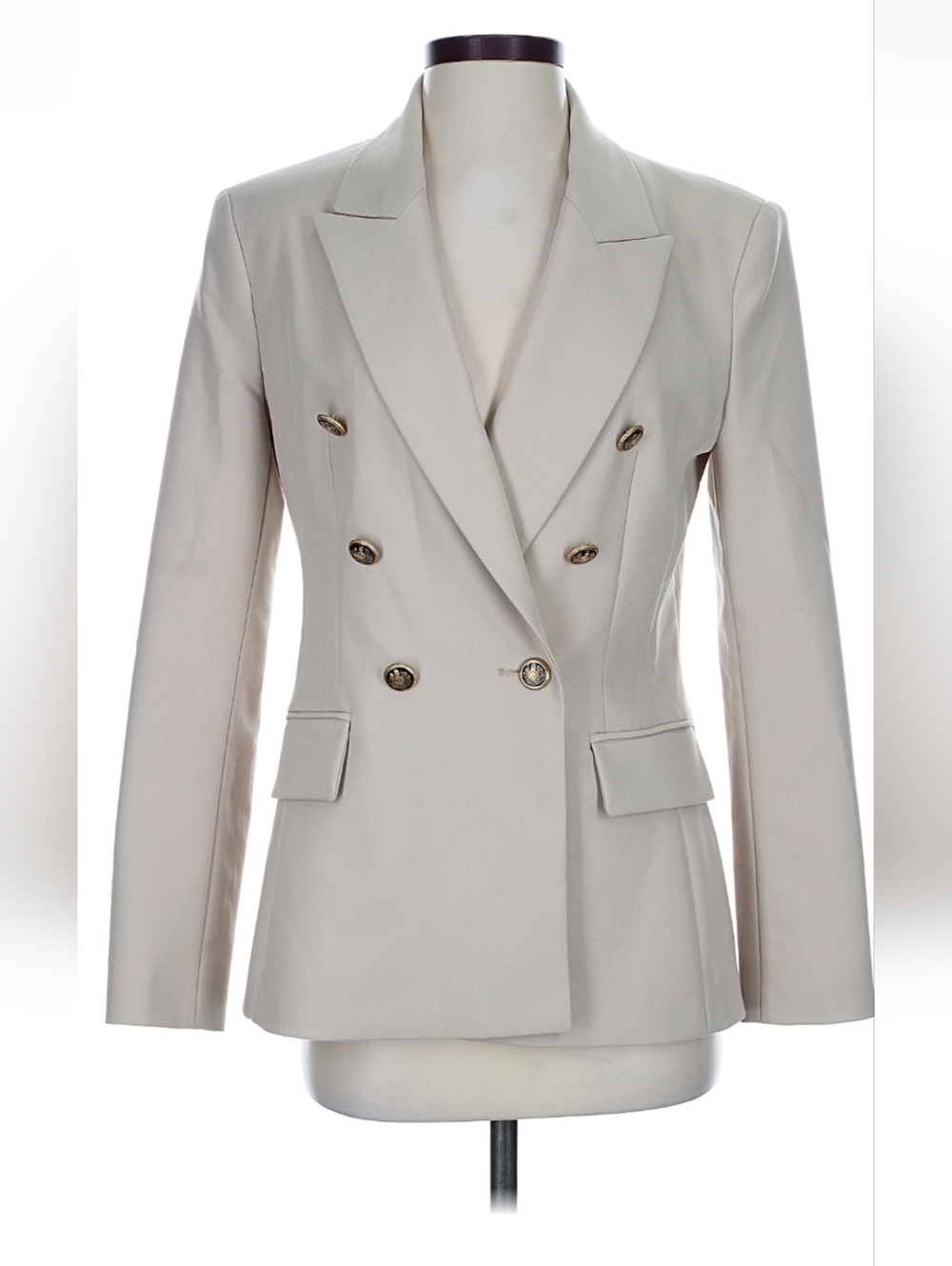 Zara Double-Breasted Light Gray Blazer